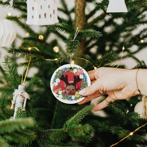 Miniatura 7 de Adornos de Navidad personalizados 2024, adornos de Navidad con imagen personalizada, decoración de Navidad, regalo de fotos, decoración redonda