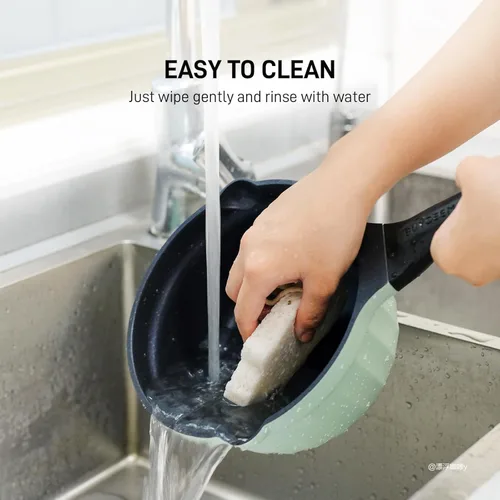 Miniatura 5 de BUYDEEM Sartén antiadherente de aluminio fundido, sartén de leche de calor rápido y uniforme con tapa de vidrio, compatible con todas las estufas