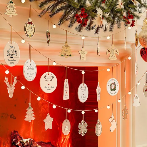 Miniatura 3 de Bemaystar Adornos de Navidad personalizados con foto 2025 – Adornos de Navidad personalizados con imagen y texto, decoración personalizada de árbol