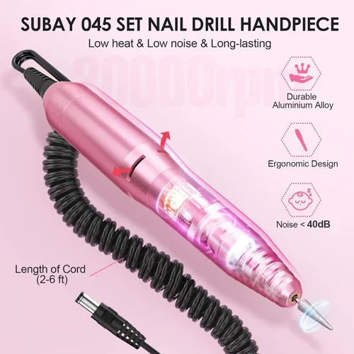 Miniatura 3 de SUBAY Taladro de uñas eléctrico profesional para el cuidado de las uñas con 200 piezas de palos de muestra de uñas