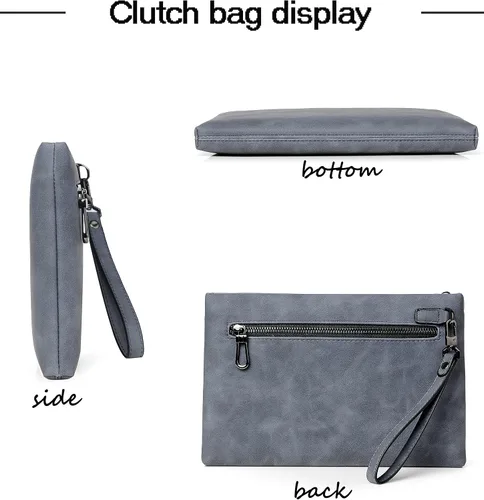 Miniatura 3 de FSD.WG Bolso de mano para hombre, bolso de mano grande de 12 pulgadas, cartera de embrague grande, 3