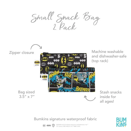 Miniatura 5 de Bumkins - Bolsas reutilizables para snacks, para almuerzo escolar de niños y porciones para adultos, tela lavable, bolsa con cierre de tela