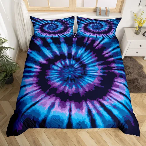 Miniatura 8 de Erosebridal Funda de edredón de teñido anudado, juego de ropa de cama con estampado colorido, funda de edredón psicodélica, funda de edredón verde