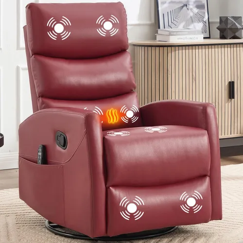 Miniatura 13 de Silla reclinable con masaje y calor, silla reclinable giratoria con respaldo alto, sillones reclinables manuales Lazy Boy para adultos, silla