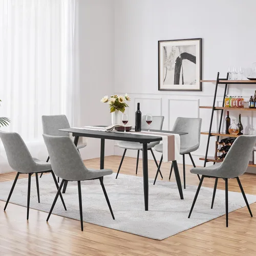 Miniatura 6 de Yaheetech Juego de 2 sillas de comedor modernas tapizadas con asiento de piel sintética y patas de metal para el hogar, cocina, diseño sin brazos