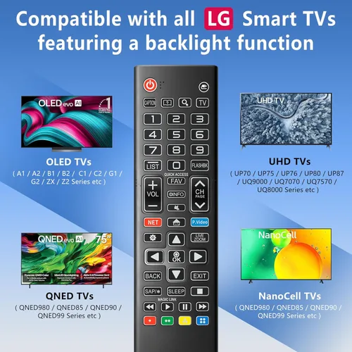Miniatura 4 de Control remoto retroiluminado para LG Smart TV, reemplazo universal para todos los controles remotos LG TV para un fácil uso nocturno.