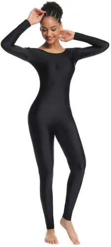 Miniatura 5 de OVIGILY Traje de baile unitardo de manga larga para mujer, traje de cuerpo completo de elastano
