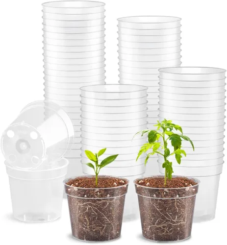 Miniatura 12 de RooTrimmer Paquete de 160 macetas negras de 3 pulgadas, plántulas de plástico, iniciador de semillas, macetas de germinación con drenaje