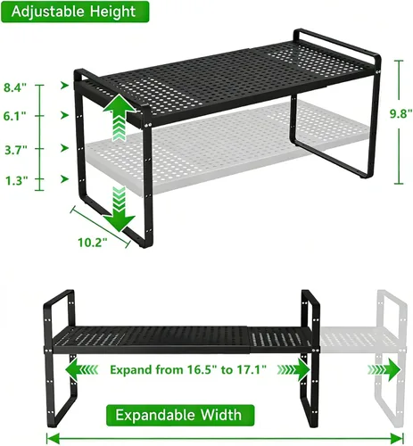 Miniatura 3 de Estante de Almacenamiento de Gabinete Expandible Organizador Apilable para Cocina Baño Despensa Especiero Encimera de Café Escritorio de Oficina