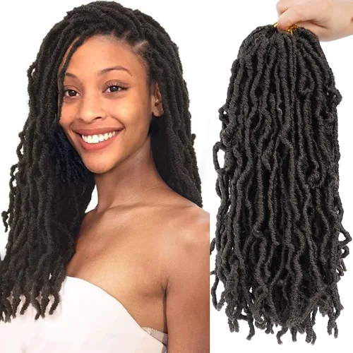 Miniatura 25 de Youngther Cabello sintético de ganchillo de 24 pulgadas, 6 unidades, 84 soportes, extensibles, cabello de ganchillo suave de diosa, cabello 1b
