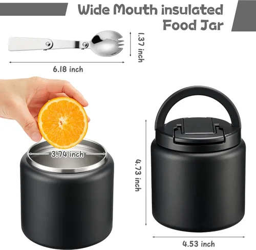 Miniatura 7 de BABHAMNESS Termo de sopa de 26 onzas para comida caliente para niños, frasco de comida aislado al vacío con tapa con hebilla, boca ancha, recipiente