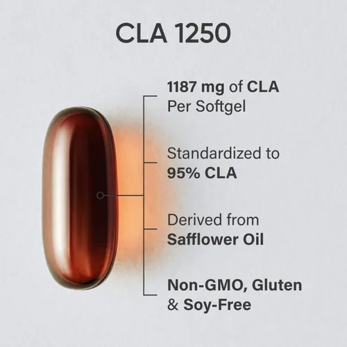 Miniatura 2 de Sports Research CLA - 1250 mg con ácido linoleico conjugado activo para hombres y mujeres Sin OMG, sin soja ni gluten, 95% (90 cápsulas blandas)