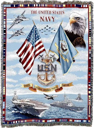 Miniatura 28 de Pure Country Weavers PCW - Manta familiar de la Marina de los Estados Unidos, manta militar de regalo para la parte posterior del sofá o sofá
