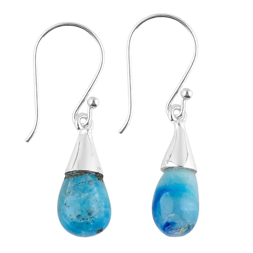 Miniatura 79 de Aretes de aro de cristal afganita natural Piedras afganas de alto grado Aretes chapados en plata Gota lisa Joyas de piedras preciosas hechas