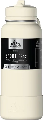 Miniatura 34 de Hydrapeak Botella de agua deportiva aislada de 32 onzas con tapa con popote, a prueba de fugas y derrames, mantiene las bebidas frías durante 24