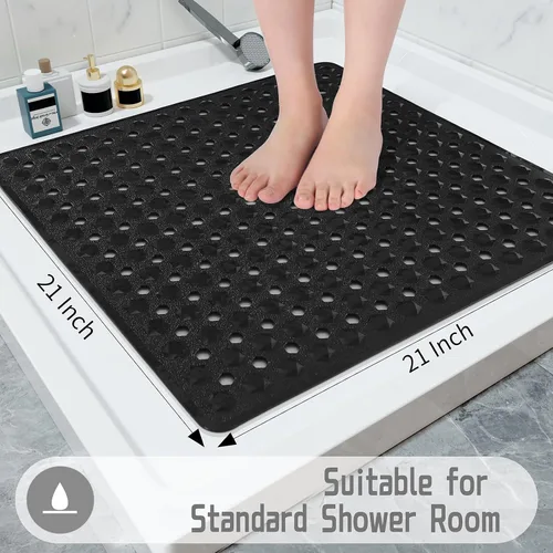 Miniatura 5 de Yimobra Tapete Cuadrado Antideslizante para Piso de Ducha, 21"x21" Tapete para Bañera Lavable a Máquina, Suave para los Pies, Tapete de Baño