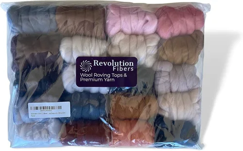 Miniatura 7 de Revolution Fibers Paquete variado de lana merino mixta Lana perfecta para hilar, fieltro de aguja, fieltro húmedo, tejido y manualidades