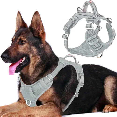 Miniatura 68 de BARKBAY Arnés para perro sin tirones con bolsillo para etiqueta de identificación, resistente, reflectante, fácil control para perros grandes