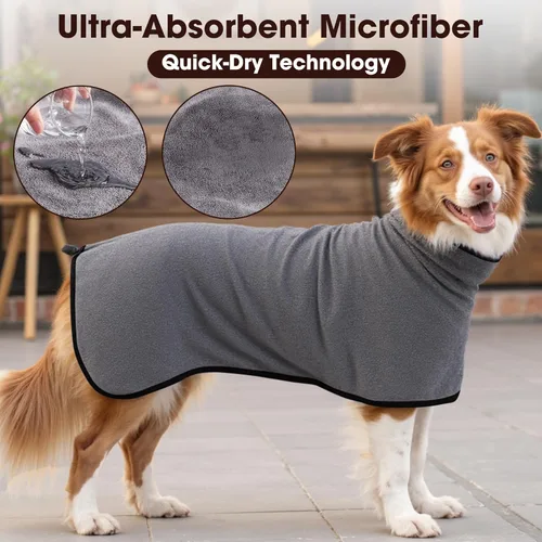 Miniatura 4 de Albornoz de Microfibra para Perro Toalla Envolvente para Perro Abrigo de Secado Súper Absorbente Albornoz de Baño para Cachorro, Perros Medianos