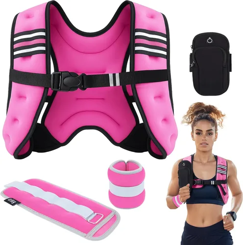 Miniatura 7 de Cutecrop Juego de chaleco con peso para mujer, chaleco ajustable de 10 libras para mujer, con un par de pesas de 2 libras para muñeca, pierna, brazo