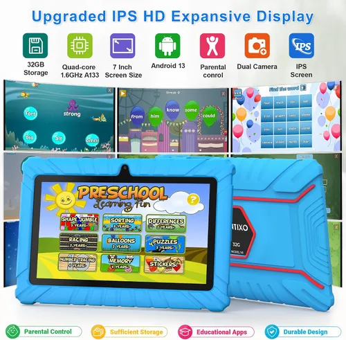 Miniatura 2 de Contixo Paquete de tabletas para niños de 7 pulgadas, con auriculares, bolsa y tableta para niños, 32 GB, Android 11, controles parentales, cámara