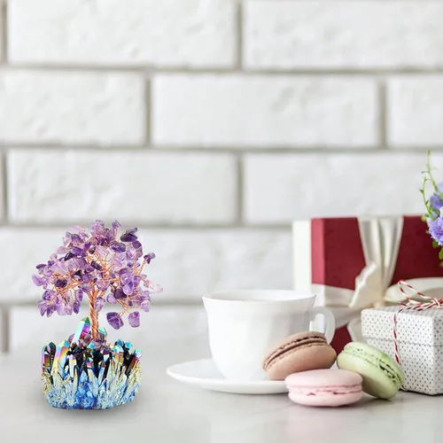 Miniatura 6 de Mookaitedecor - Árbol de cristal con base de cuarzo, bonsái para la riqueza y buena suerte