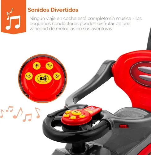 Miniatura 5 de Best Choice Products Carro de empuje y pedal 3 en 1 para niños, carro de juguete para niños pequeños con mango, bocina y música - Azul
