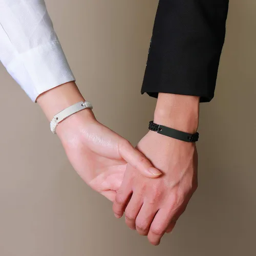 Miniatura 4 de VNOX Pulsera Personalizada Personalizable Nombre Fecha Cita Amistad Amor Pareja Pulsera Hecha a Mano Cuerda Trenzada Pulsera Regalo Aniversario
