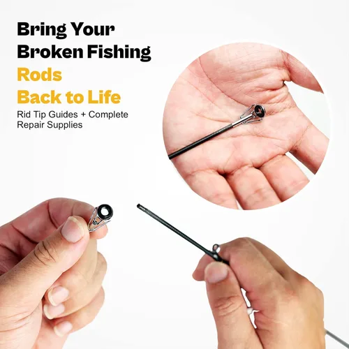Miniatura 2 de OJYDOIIIY Fishing Rod Tip Repair Kit with Glue,Complete Supplies for Fishing Pole Tip Replacement with Rod Epoxy,Top Eyelets and Wrapping Thread