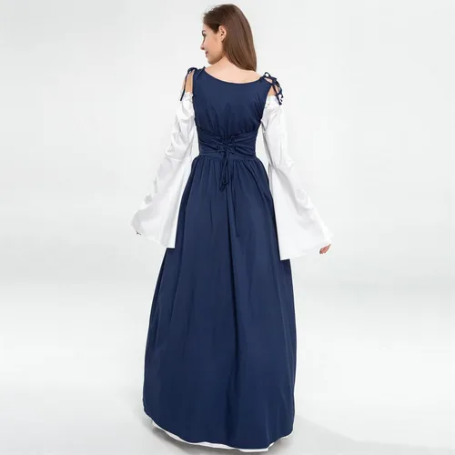 Miniatura 5 de FRMUIC Vestidos renacentistas para mujer, disfraces de Halloween, medieval, irlandés, sobre vestido, camisola, bohemio, vestido campesino victoriano