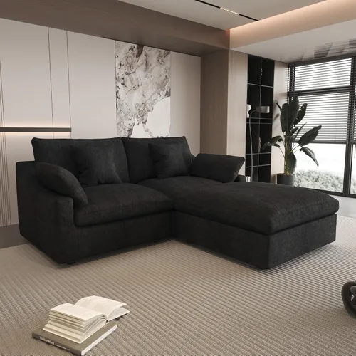 Miniatura 3 de WJShome Sofá Seccional Cloud Couch de 83 pulgadas para sala de estar, sofá seccional modular relleno de plumón, sofás en forma de L con otomana