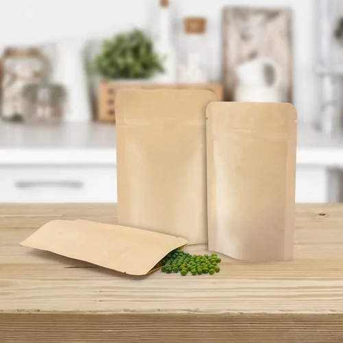 Miniatura 7 de SumDirect Bolsas de pie de papel kraft – Paquete de 50 bolsas reutilizables con cremallera de 3.5 x 5.5 pulgadas con forro de aluminio para el hogar