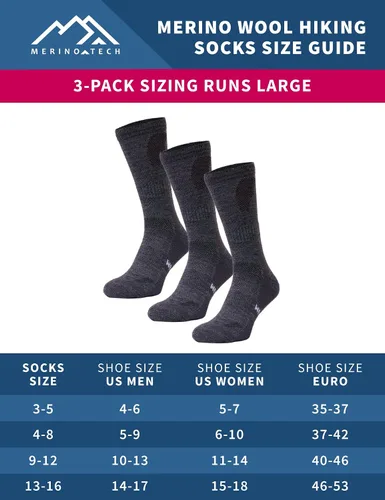 Miniatura 5 de Merino.tech Calcetines de lana merino para mujeres y hombres, 85% lana merina, calcetines de senderismo estilo tripulación