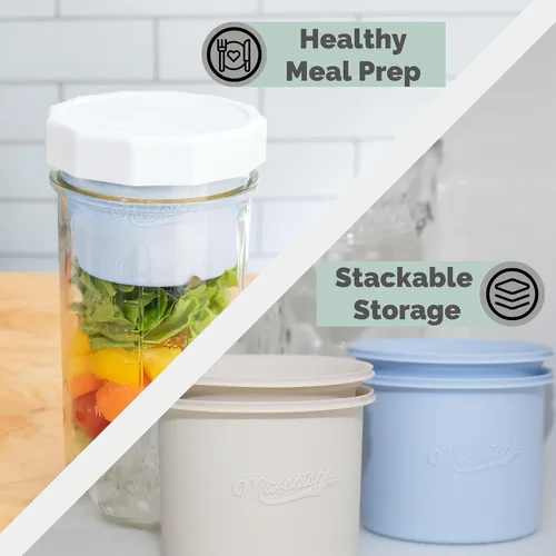 Miniatura 5 de Masontops Snack Stack - Separadores de tarros Mason para frascos de boca ancha, avena durante la noche y recipientes de preparación de comidas