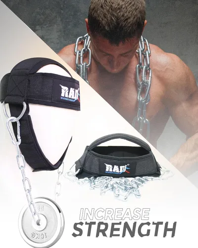 Miniatura 4 de RAD Arnés para el Cuello para Levantamiento de Cuello y Entrenamiento con Pesos Entrenador de Cuello con Acolchado de Neopreno y Cadena Ajustable