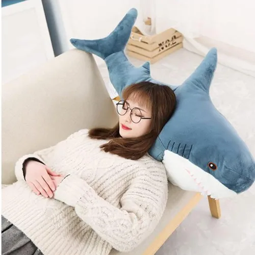 Miniatura 5 de OUKEYI Almohada de peluche de tiburón gigante de 30 pulgadas, almohadas suaves de felpa de tiburón grande para niños, cómoda almohada para dormir