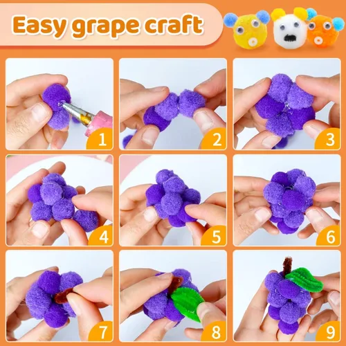 Miniatura 5 de Eppingwin 90 PCS Pompones Multicolores, Pompones Suaves de 1.5 Pulgadas para Manualidades, Colores Surtidos Pompones Grandes para Artes
