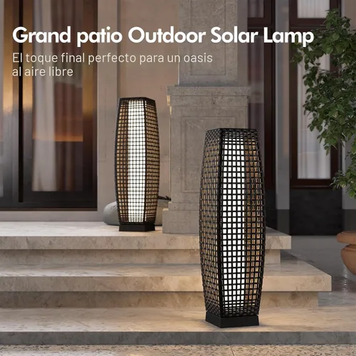 Miniatura 2 de Lámpara de pie para exteriores Grand Patio, lámpara de pie solar, resistente al agua, de mimbre, lámpara colgante para terraza, luces decorativas