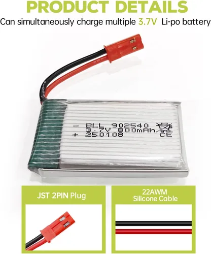 Miniatura 6 de 5 unidades 3.7 V 800 mAh batería de litio y 1 cargador de equilibrio 5 en 1 para MJX X400 X400W X800 X300C Sky Viper S670 V950HD V950str s1750 V2450