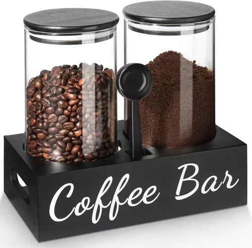 GMISUN Contenedor de Café, 2 Piezas de 50 Onzas Líquidas Recipiente Hermético de Almacenamiento de Granos, Juego de Tarros de Café Molido y Azúcar