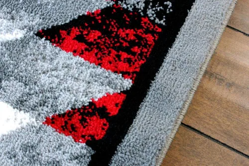 Miniatura 5 de Masada Rugs, Stephanie Collection - Alfombra de área del suroeste de nativos americanos, diseño desgastado 1106 rojo, gris, blanco y negro
