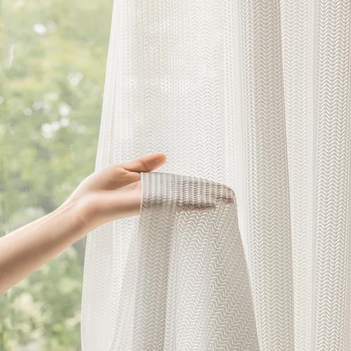 Miniatura 8 de Cortinas traslúcidas con textura de lino blanco de 54 pulgadas de largo, juego de 2 paneles de cortinas semitransparentes para sala de estar