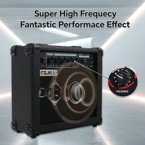 Miniatura 4 de Amplificador de guitarra de bajo eléctrico de 20W vatios, amplificador de práctica para actuaciones en escenario, pequeño y portátil para viajes