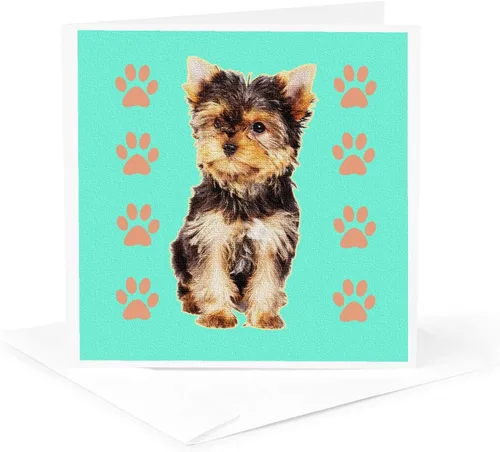 Miniatura 5 de 3dRose Tarjetas de felicitación - Taza de té Yorkie - Paquete de 6 - Perros