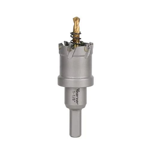 Miniatura 38 de Sierra perforadora de carburo de 1-1/2 pulgadas (1.496 in) para metal duro, cortador de agujeros con punta de carburo de tungsteno con broca piloto