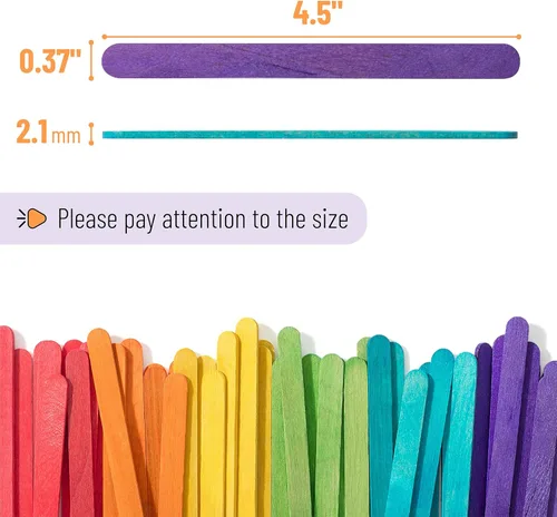 Miniatura 3 de Mr. Pen - Palitos de paletas de colores, 4.5 pulgadas, paquete de 500 palitos de manualidades vibrantes y suaves a granel, madera gruesa y duradera