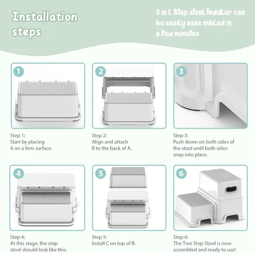 Miniatura 7 de Victostar Taburete para Niños Pequeños, Taburete de 2 Niveles para Niños para Lavabo de Baño, Taburete para Orinal con Superficie Antideslizante