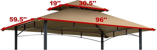 Miniatura 2 de EasyLee Cubierta de toldo para kiosco de parrilla de 8 x 5 pies, parte superior de repuesto impermeable con gancho en T, color marrón