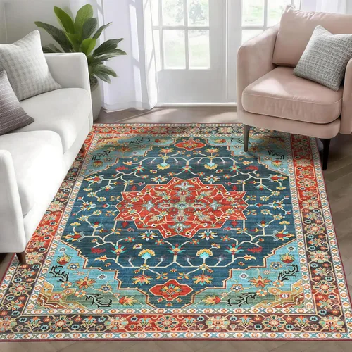Miniatura 39 de WILLSUN Alfombras lavables de área, alfombras grandes antideslizantes de 5 x 7 pulgadas estilo bohemio para sala de estar, dormitorio, alfombra