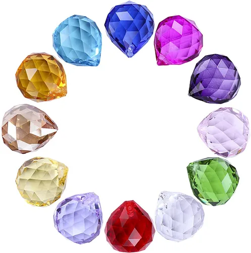 Miniatura 6 de Queenbox - 10 colgantes colgantes de cristal de 1.575 pulgadas (1.575 in) con agujero para lámpara de araña Feng Shui ventana, color azul claro